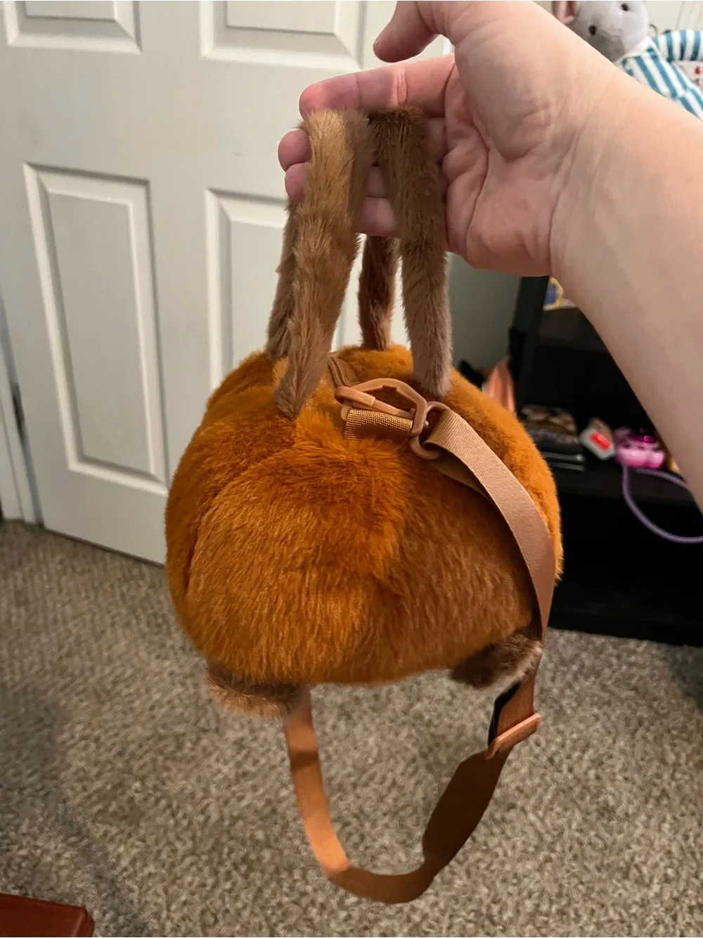 Plush Monkey Crossbody Bag in Brown for Kids
